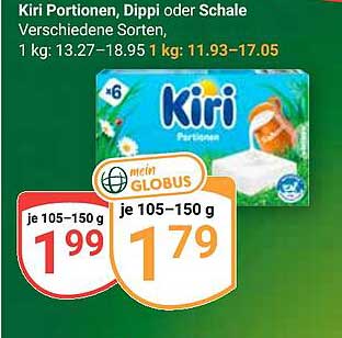 Kiri Portionen, Dippi oder Schale Verschiedene Sorten.
