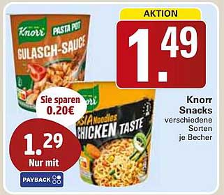 Knorr Snacks verschiedene Sorten je Becher