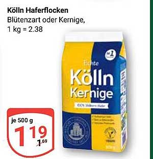 Kölln Haferflocken Blütenzart oder Kernige, 1 kg = 2.38