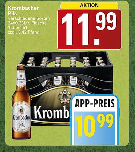 Krombacher Pils verschiedene Sorten 24x0,33ltr. Flasche 1Ltr.=1,51 zzgl. 3,42 Pfand