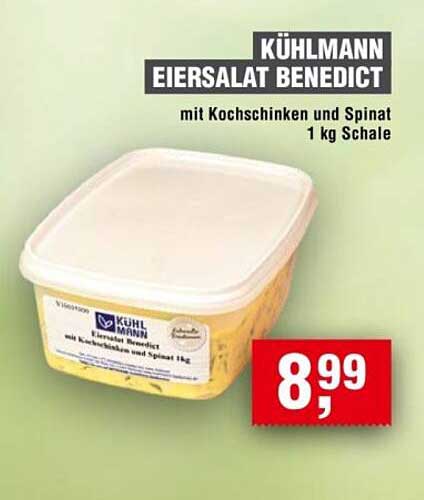 KÜHLMANN Eiersalat Benedikt mit Kochschinken und Spinat 1 kg Schale