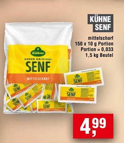 KÜHNE SENF mittelscharf 150 x 10 g Portion Portion = 0,033 1,5 kg Beutel