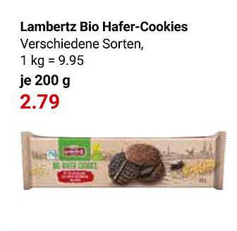 Lambertz Bio Hafer-Cookies Verschiedene Sorten, 1 kg = 9.95 je 200 g