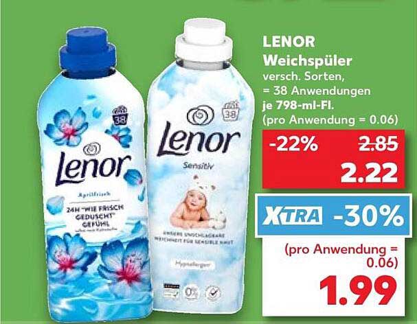 LENOR Weichspüler versch. Sorten, = 38 Anwendungen je 798-ml-Fl.