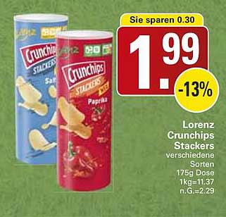 Lorenz Crunchips Stackers verschiedene Sorten 175g Dose