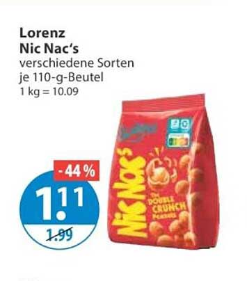 Lorenz Nic Nac's verschiedene Sorten je 110-g-Beutel