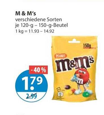 M & M's verschiedene Sorten je 120-g – 150-g-Beutel