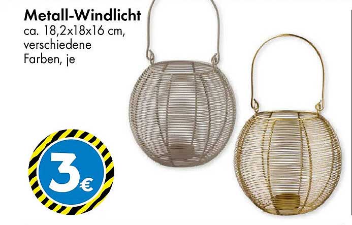 Metall-Windlicht ca. 18,2x18x16 cm, verschiedene Farben, je