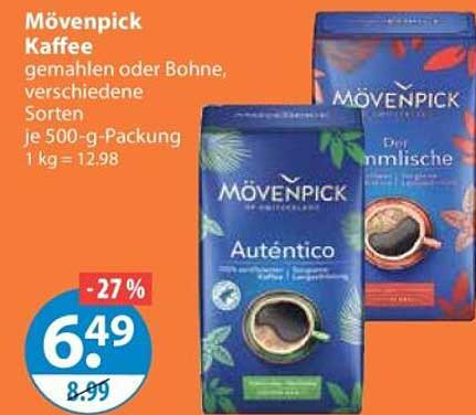 Mövenpick Kaffee gemahlen oder Bohne, verschiedene Sorten, je 500-g-Packung 1 kg = 12.98