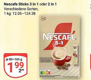 Nescafe Sticks 3 in 1 oder 2 in 1