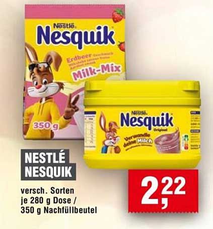 NESTLÉ NESQUIK versch. Sorten je 280 g Dose / 350 g Nachfüllbeutel