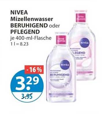 NIVEA Mizellenwasser BERUHIGEND oder PFLEGEND je 400-ml-Flasche 1 l = 8,23