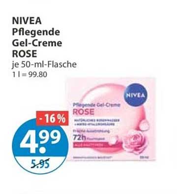 NIVEA Pflegende Gel-Creme ROSE je 50-ml-Flasche 1 l = 99.80