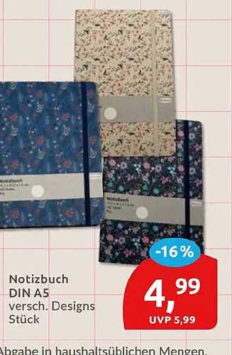 Notizbuch DIN A5 versch. Designs Stück