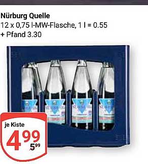 Nürburg Quelle 12 x 0,75 l-MW-Flasche, 1 l = 0.55 + Pfand 3.30