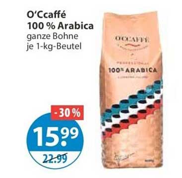 O’Caffé 100 % Arabica ganze Bohne je 1-kg-Beutel