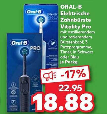 ORAL-B Elektrische Zahnbürste Vitality Pro mit oszillierendem und rotierendem Bürstenkopf, 3 Putzprogramme, Timer, in Schwarz oder Blau je Packg.