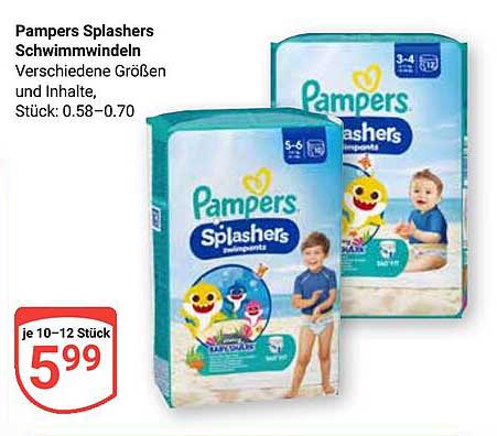 Pampers Splashers Schwimmwindeln Verschiedene Größen und Inhalte, Stück: 0.58–0.70