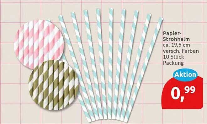 Papier-Strohhalm ca. 19,5 cm versch. Farben 10 Stück Packung