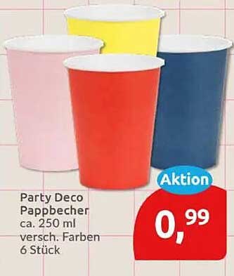 Party Deco Pappbecher ca. 250 ml vers. Farben 6 Stück