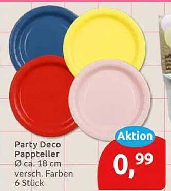 Party Deco Pappteller Ø ca. 18 cm vers. Farben 6 Stück