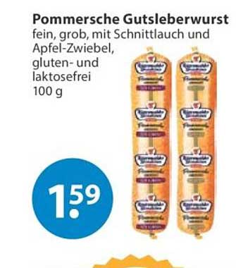 Pommersche Gutsleberwurst fein, grob, mit Schnittlauch und Apfel-Zwiebel, gluten- und laktosefrei 100 g