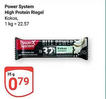 Power System High Protein Riegel Kokos, 1 kg = 22.57