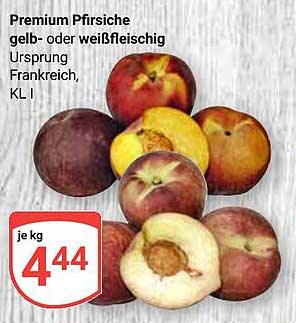 Premium Pfirsiche gelb- oder weißfleischig Ursprung Frankreich, KL I