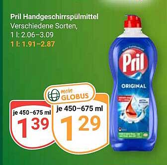 Pril Handgeschirrspülmittel Verschiedene Sorten, 1 l: 2,06–3,09, 1 l: 1,91–2,87
