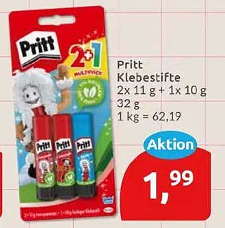 Pritt Klebestifte 2x 11 g + 1x 10 g 32 g 1 kg = 62,19