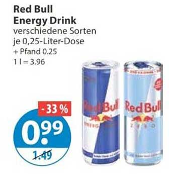 Red Bull Energy Drink verschiedene Sorten je 0,25-Liter-Dose + Pfand 0.25 l = 3,96