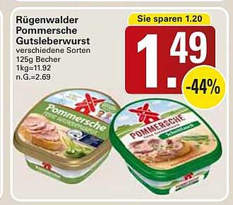 Rügenwalder Pommersche Gutsleberwurst verschiedene Sorten 125g Becher
