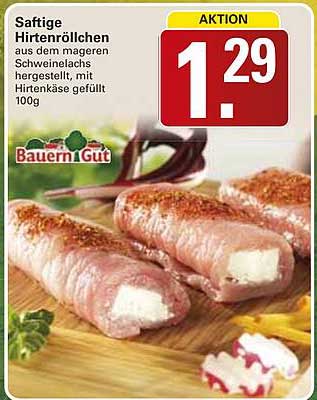 Saftige Hirtenröllchen aus dem magen Schweinefleisch hergestellt, mit Hirtenkäse gefüllt 100g
