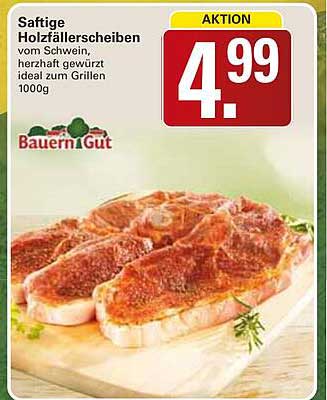 Saftige Holzfällerscheiben vom Schwein, herzhaft gewürzt, ideal zum Grillen, 1000g