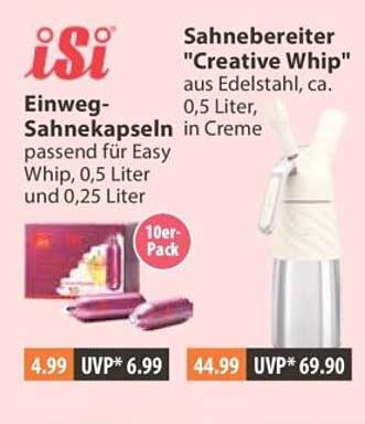 Sahnebereiter "Creative Whip" aus Edelstahl, ca. 0,5 Liter, in Creme
