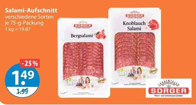 Salami-Aufschnitt verschiedene Sorten je 75-g-Packung 1 kg = 19,87
