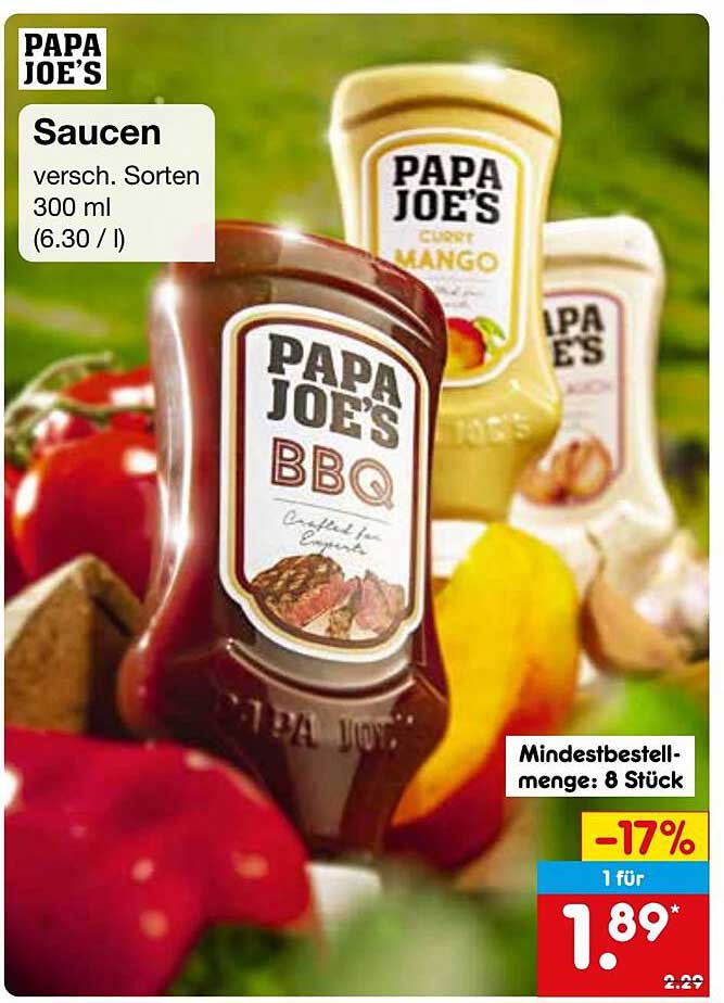 Saucen versch. Sorten 300 ml (6.30 / l)