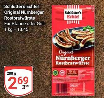Schlütter's Echte! Original Nürnberger Rostbratwürste