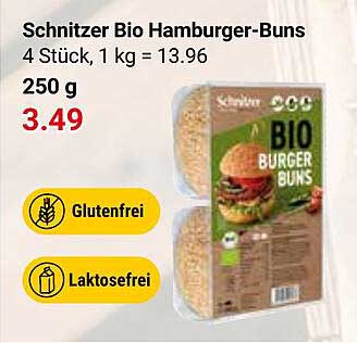 Schnitzer Bio Hamburger-Buns 4 Stück, 1 kg = 13.96 250 g