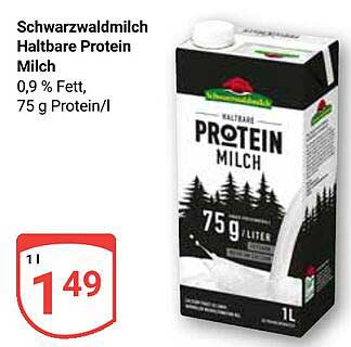 Schwarzwaldmilch Haltbare Protein Milch 0,9 % Fett, 75 g Protein/l