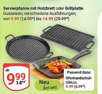 Servierpfanne mit Holzbrett oder Grillplatte