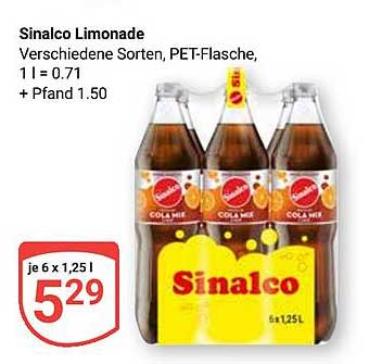 Sinalco Limonade Verschiedene Sorten, PET-Flasche, 1 l = 0.71 + Pfand 1.50