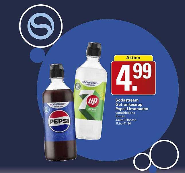 Sodastream Getränkesirup Pepsi Limonaden verschiedene Sorten 440ml Flasche