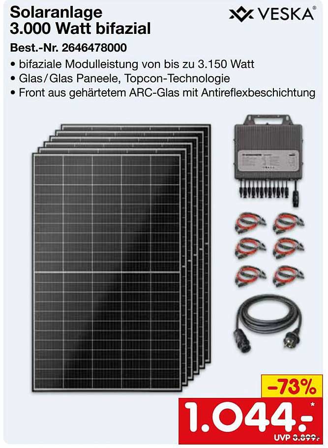 Solaranlage 3.000 Watt bifazial