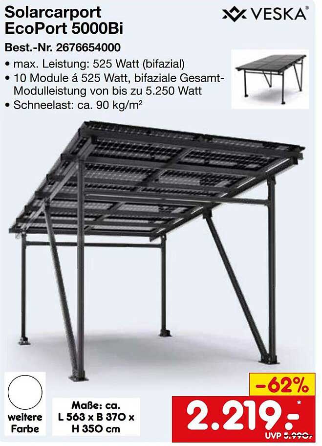 Solarcarport EcoPort 5000Bi