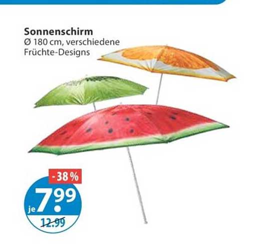 Sonnenschirm Ø 180 cm, verschiedene Früchte-Designs