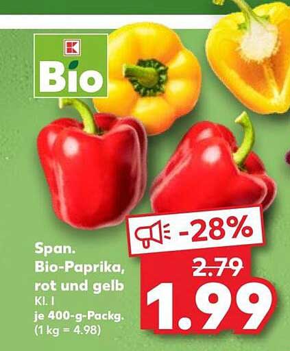 Span. Bio-Paprika, rot und gelb