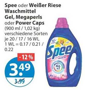 Spee oder Weißer Riese Waschmittel Gel, Megaperls oder Power Caps