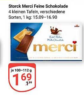 Storck Merci Feine Schokolade 4 kleinen Tafeln, verschiedene Sorten, 1 kg: 15.09–16.90