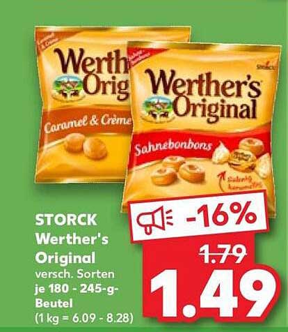 Storck Werther's Original versch. Sorten je 180 - 245-g-Beutel (1 kg = 6.09 - 8.28)
